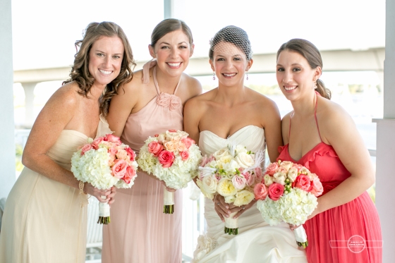 Florida beach wedding bridal party blush pink