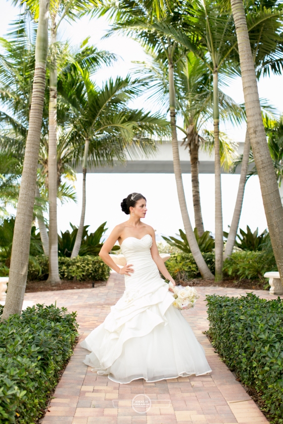 Florida beach wedding  bride with palm trees